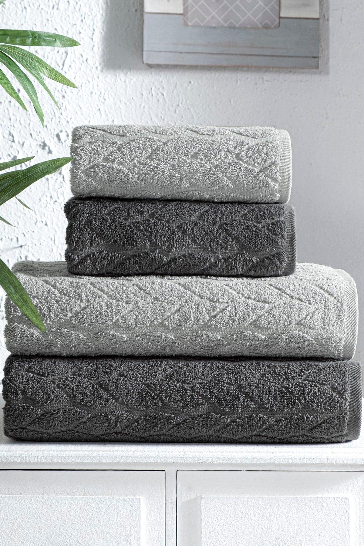 4 Pcs Bath Towel Set Turkish Bath Set 100% Cotton - Swordslife