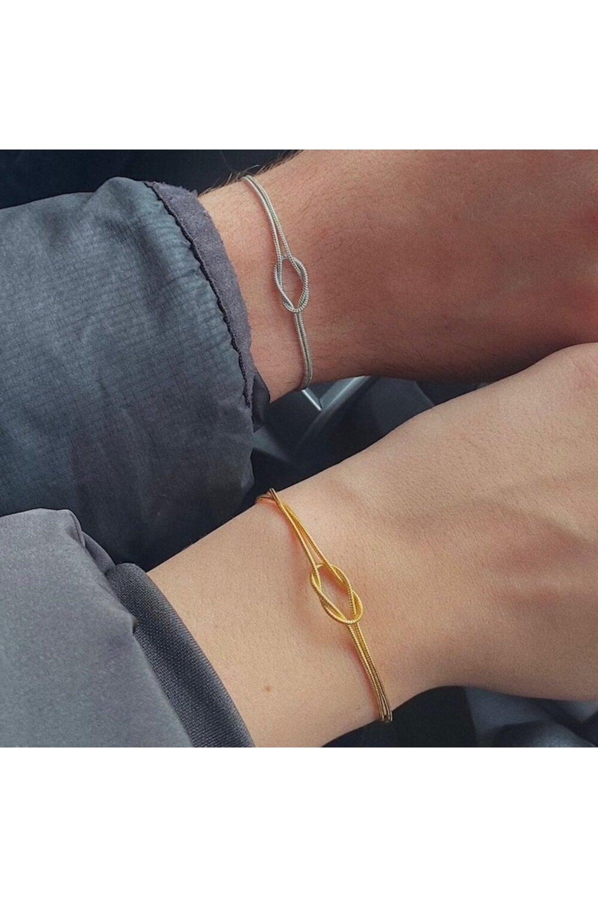 Knot Pattern Couple-friendship Bracelet Gold- Gold Color