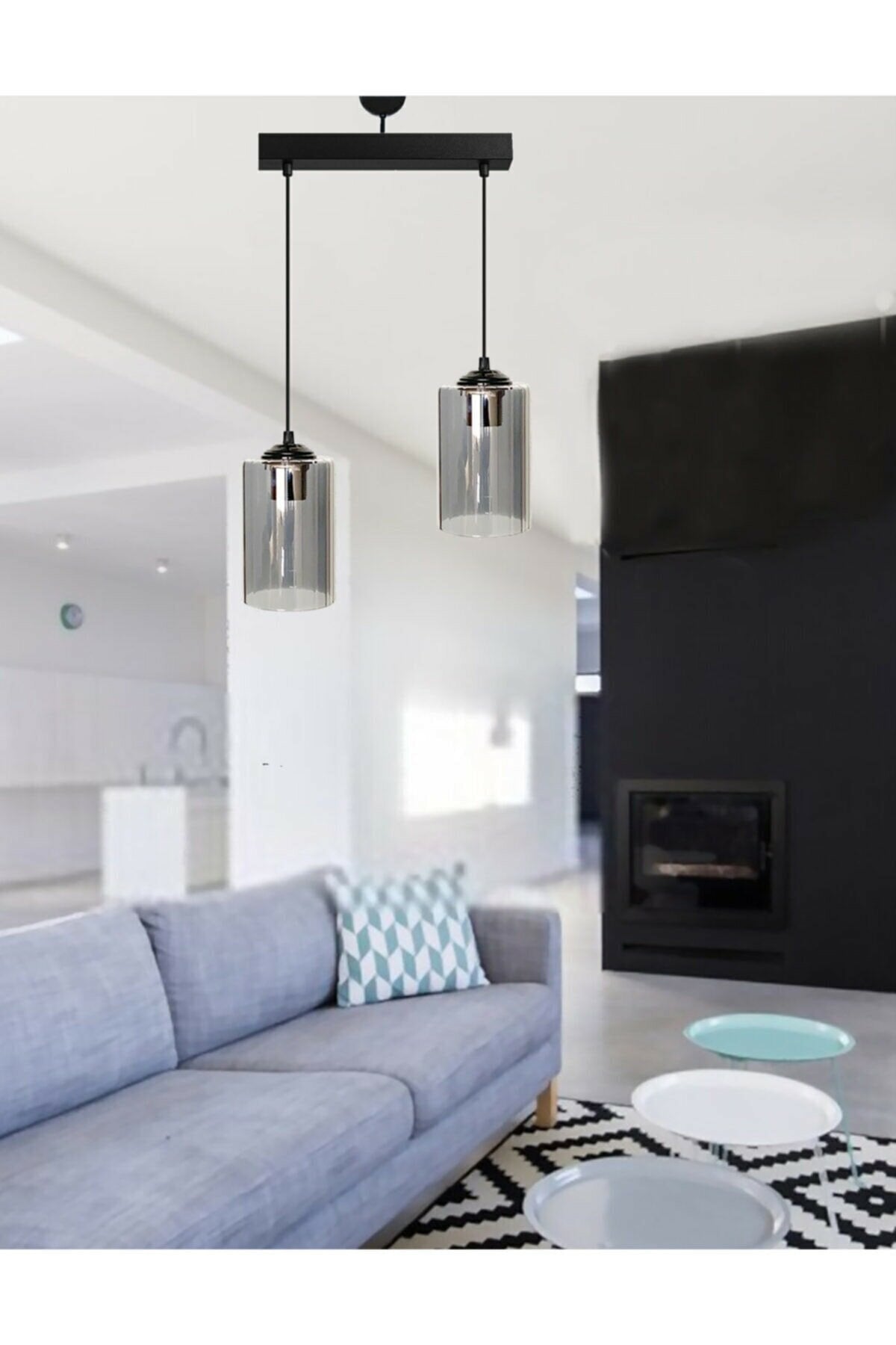 Modernes Sportmodell Doppelter Kronleuchter aus geräuchertem Echtglas