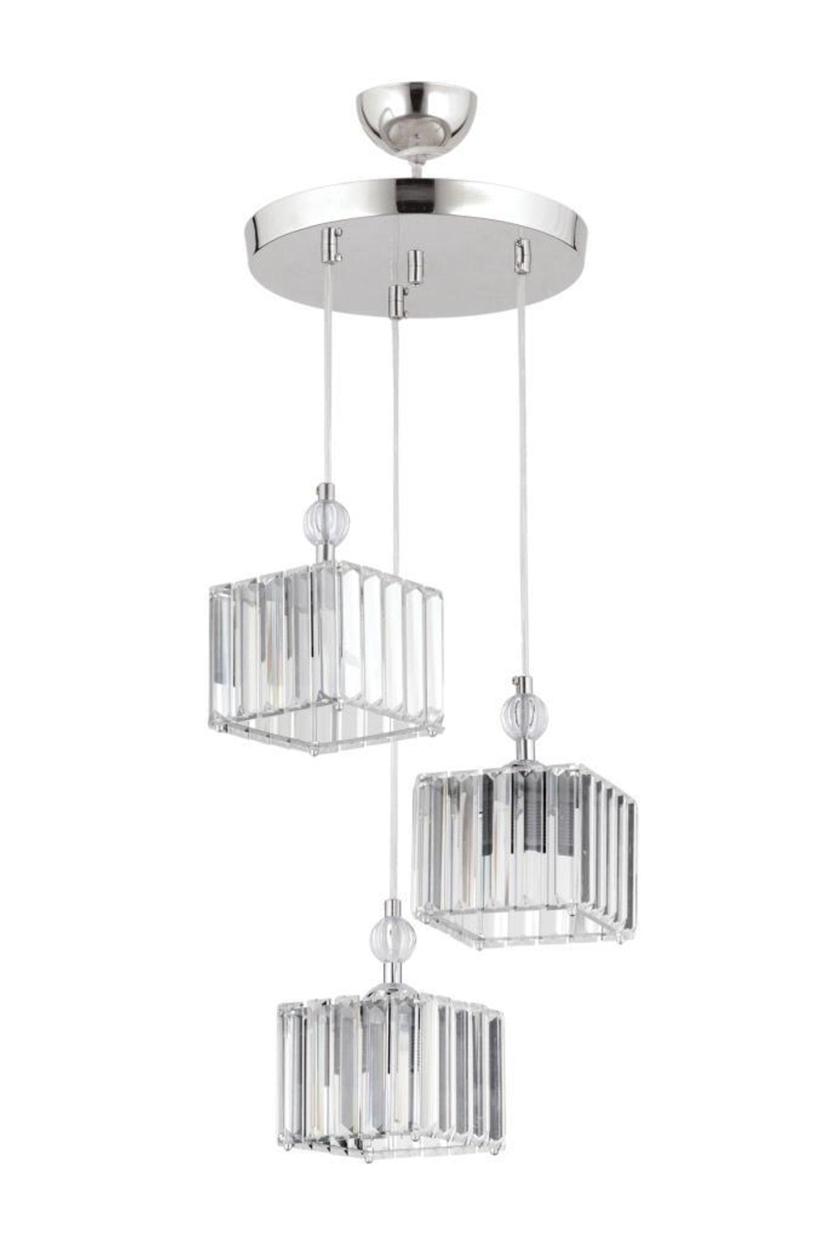 Maya 3-Piece Silver K-10 Crystal Stone Chandelier