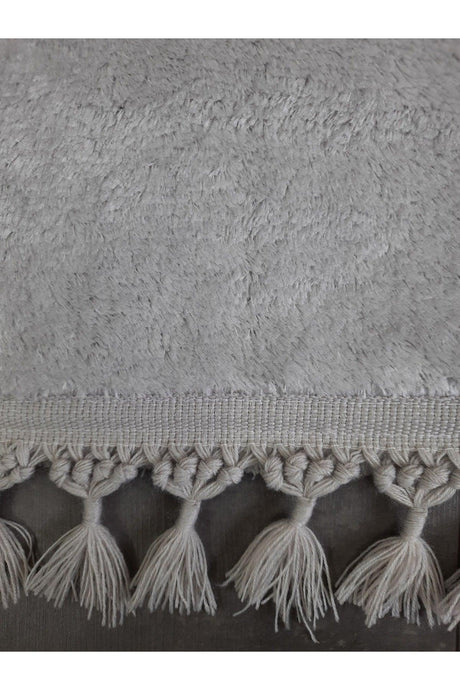 Elite Gray Pompom Fringed Plush 2-Set Bath Mat Carpet Non-Slip Floor Closet Set Tasseled - Swordslife