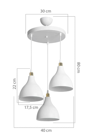 3-Piece Hanging White Pendant Lamp Chandelier Bedroom Living Room Kitchen Corridor Lamp
