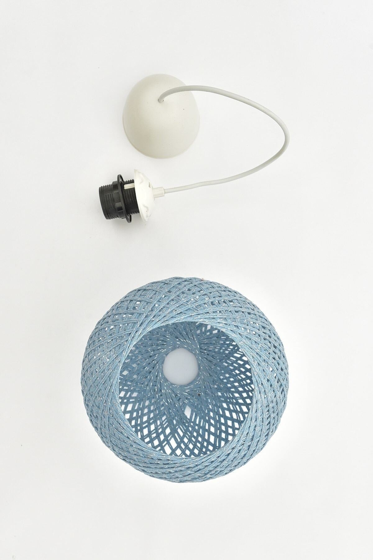 Balle Blau Pendelleuchte Kugel Kronleuchter Weißes Kabel