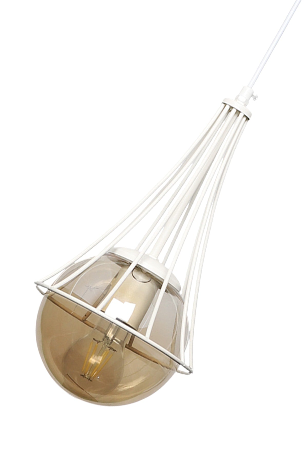 Lapis Single White-Honey Globe Glass Chandelier