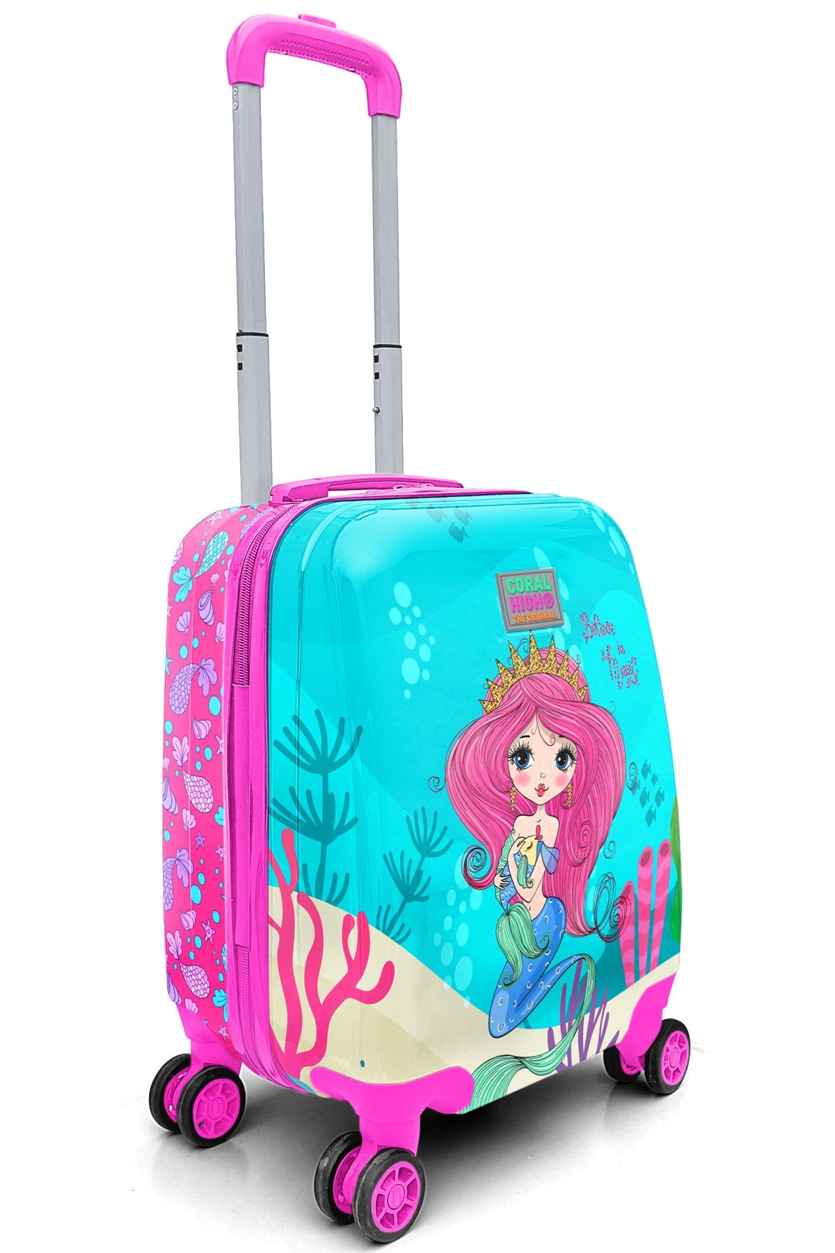 Kids Blue Pink Mermaid Patterned Child Suitcase 16716