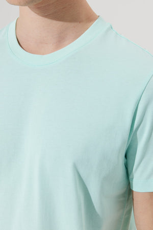 Men'S Mint 100% Cotton Slim Fit Slim Fit Crew Neck Short Sleeved T-Shirt