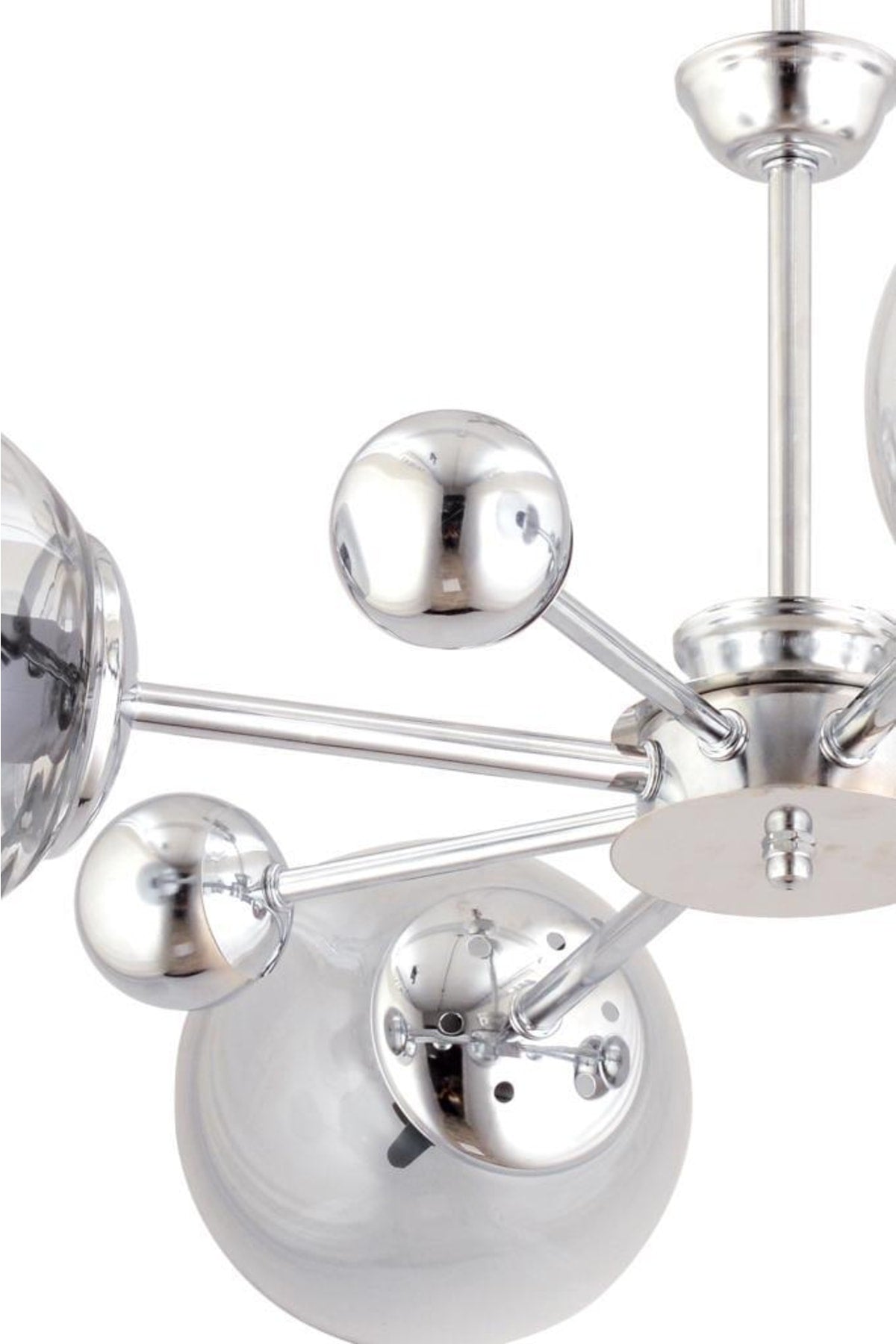 Nairobi 4-Piece Silver Smoked Globe Glass Chandelier