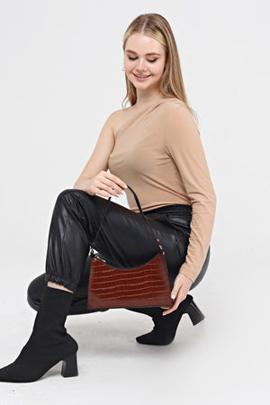 Taba Crocodile Patterned Baguette Baguette Hand And Shoulder Bag Gc009025K