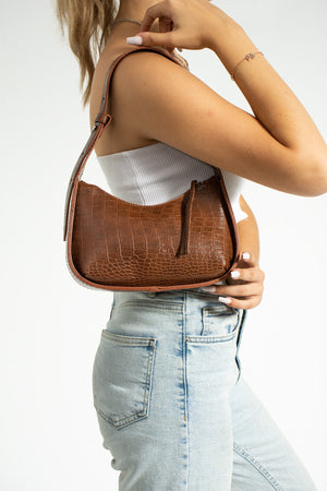 Damen-Baguette-Tasche aus Krokodil