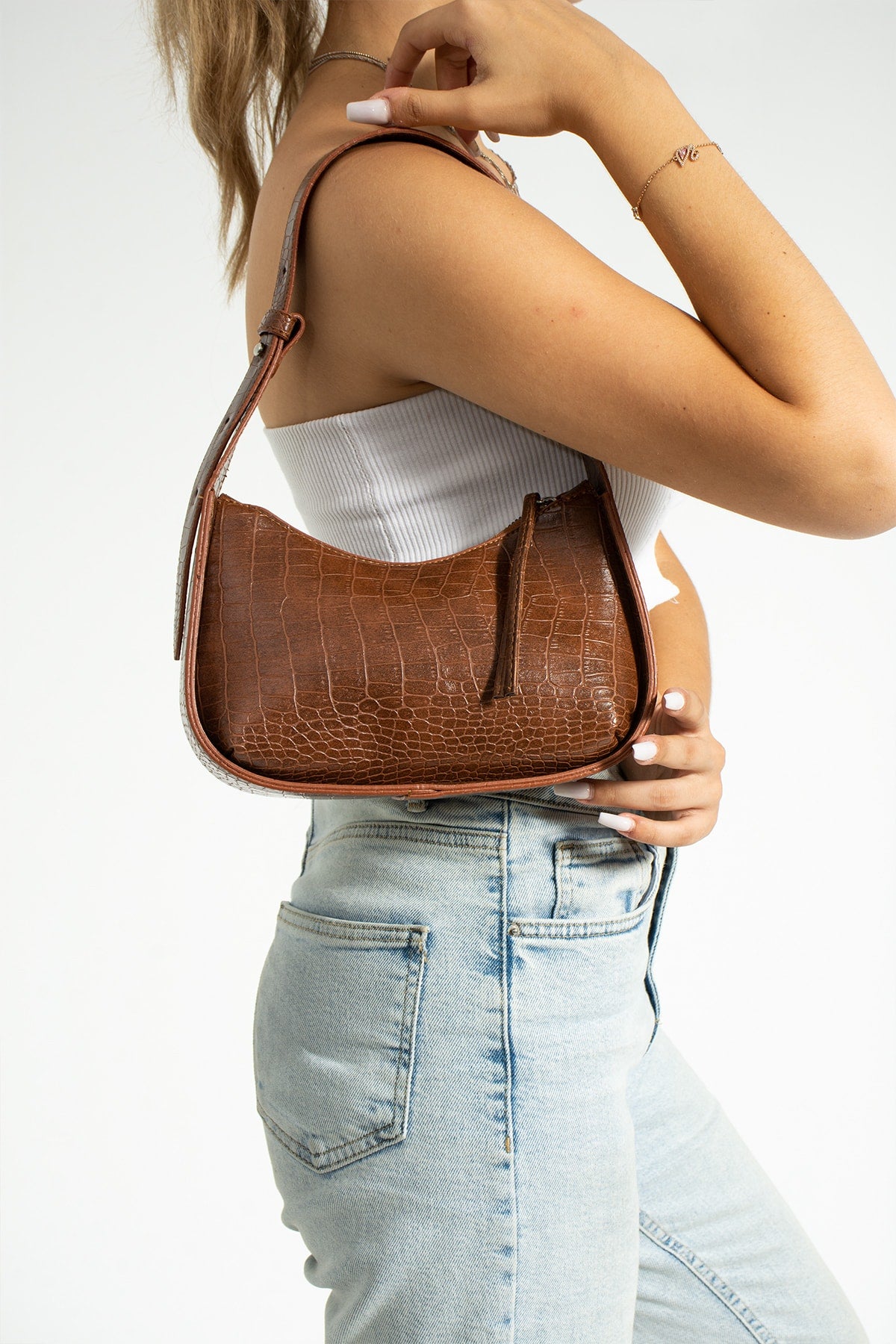 Women'S Crocodile Baguette Bag