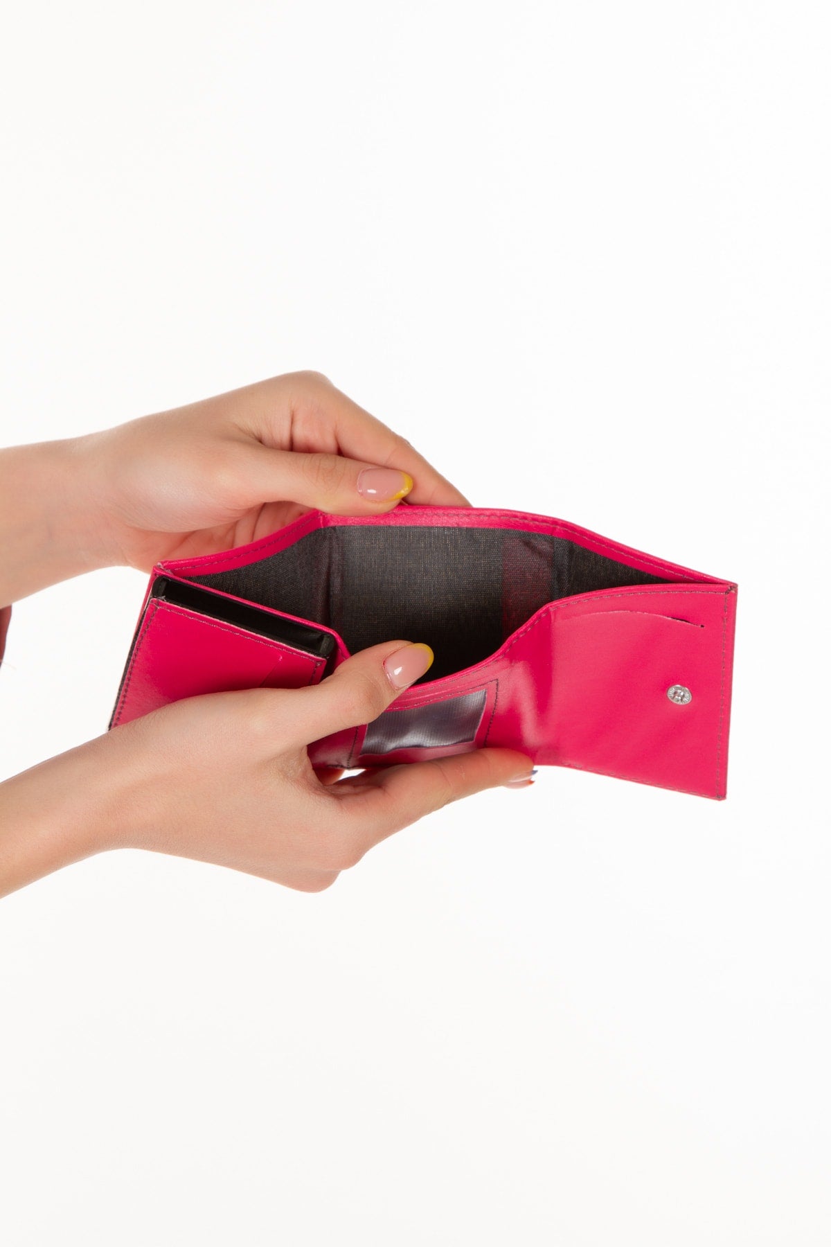 Men'S Vegan Leather Cash Money Compartment Sliding Mechanism Wallet Card Holder