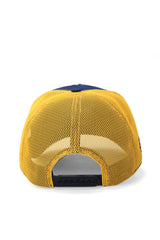 V1 Trucker Bear - Unisex Navy Blue-Yellow Hat with 15 Code Logo (Cap)