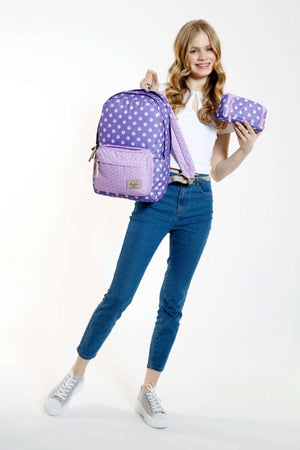 Purple Patiler Primary School Secondary School Bag And Pencil Holder Set - Girls