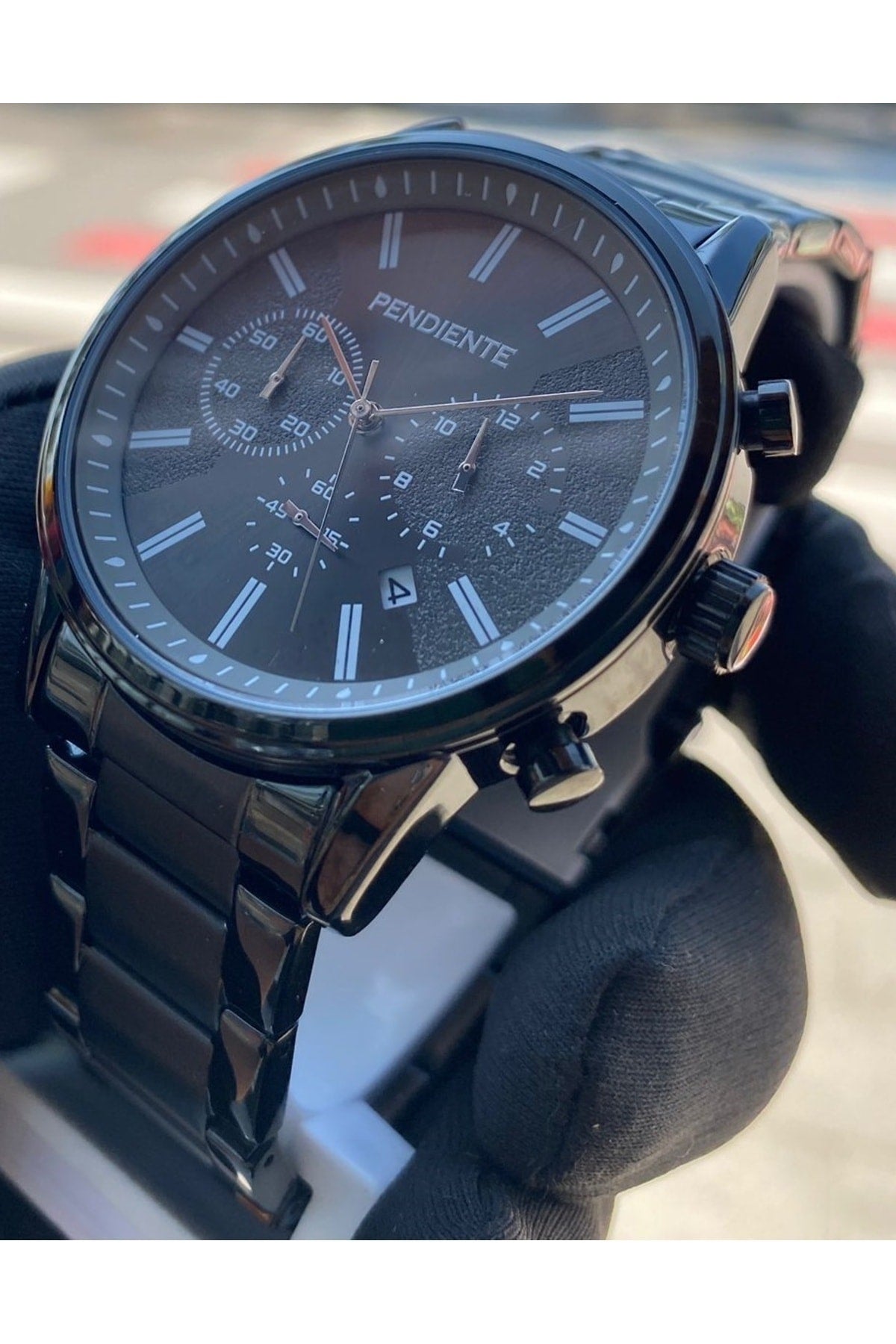 Schwarze Herrenarmbanduhr 3 ATM wasserdicht Edelstahl Maschine garantiert