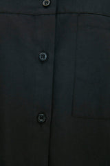 Black Balloon Back Sleeve Long Pocket Detailed Basic Woven Shirt TCTSS21GO0976 - Swordslife