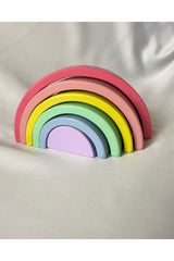 Waldorf 6 Piece Rainbow, 6 Pcs Peg Baby Tray Set Pastel Color Matching