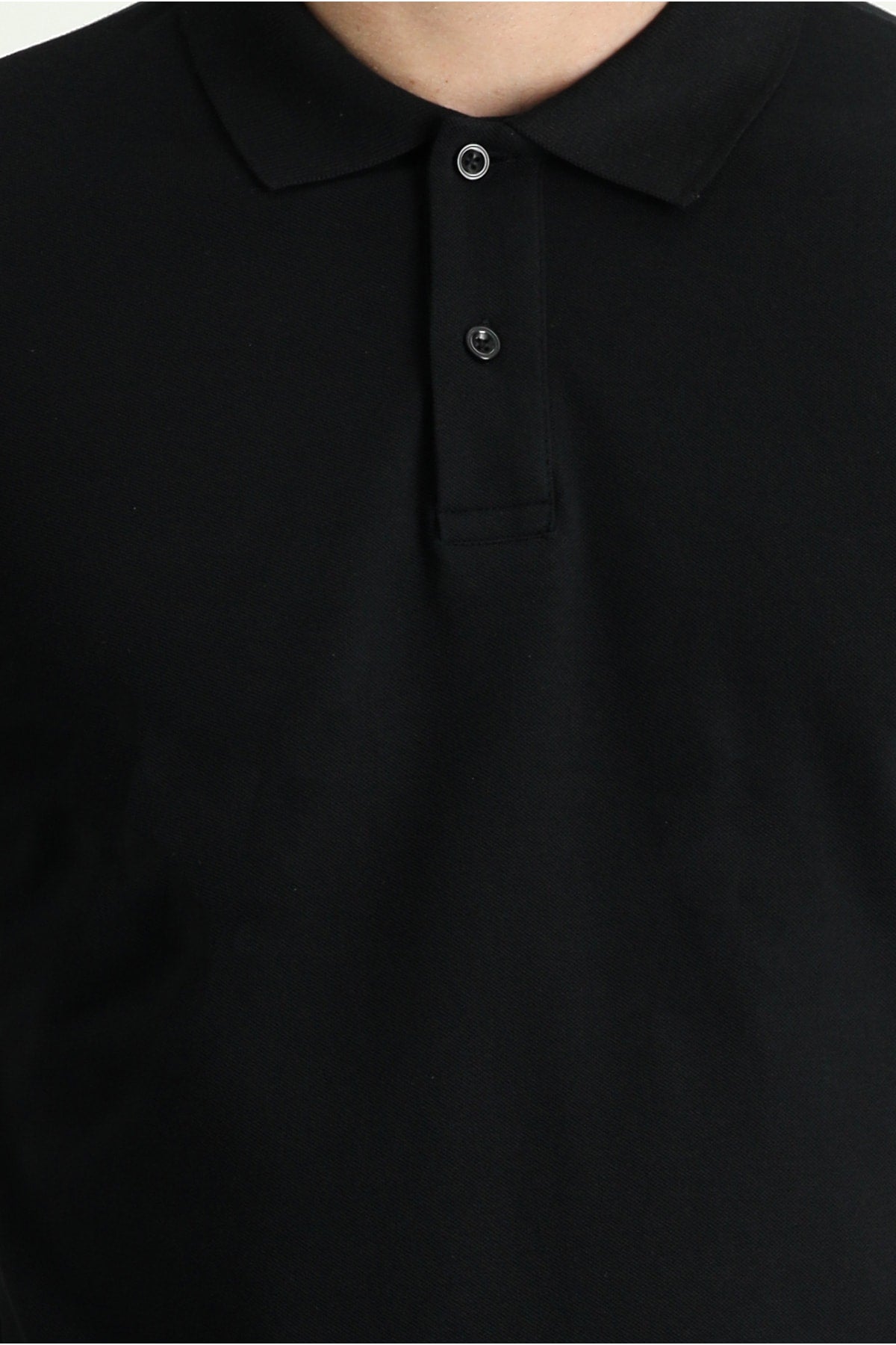 Men's Black Polo Collar Slim Fit Embroidered T-Shirt