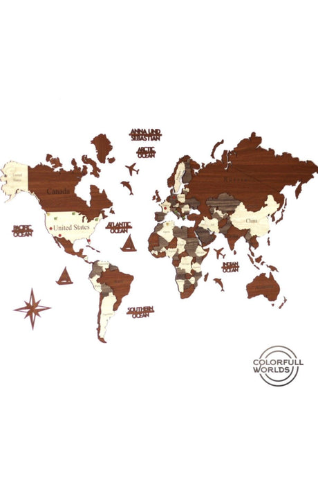 3D Wooden World Map, Wooden Wall Decor, Wall Painting, Real World Map - Swordslife