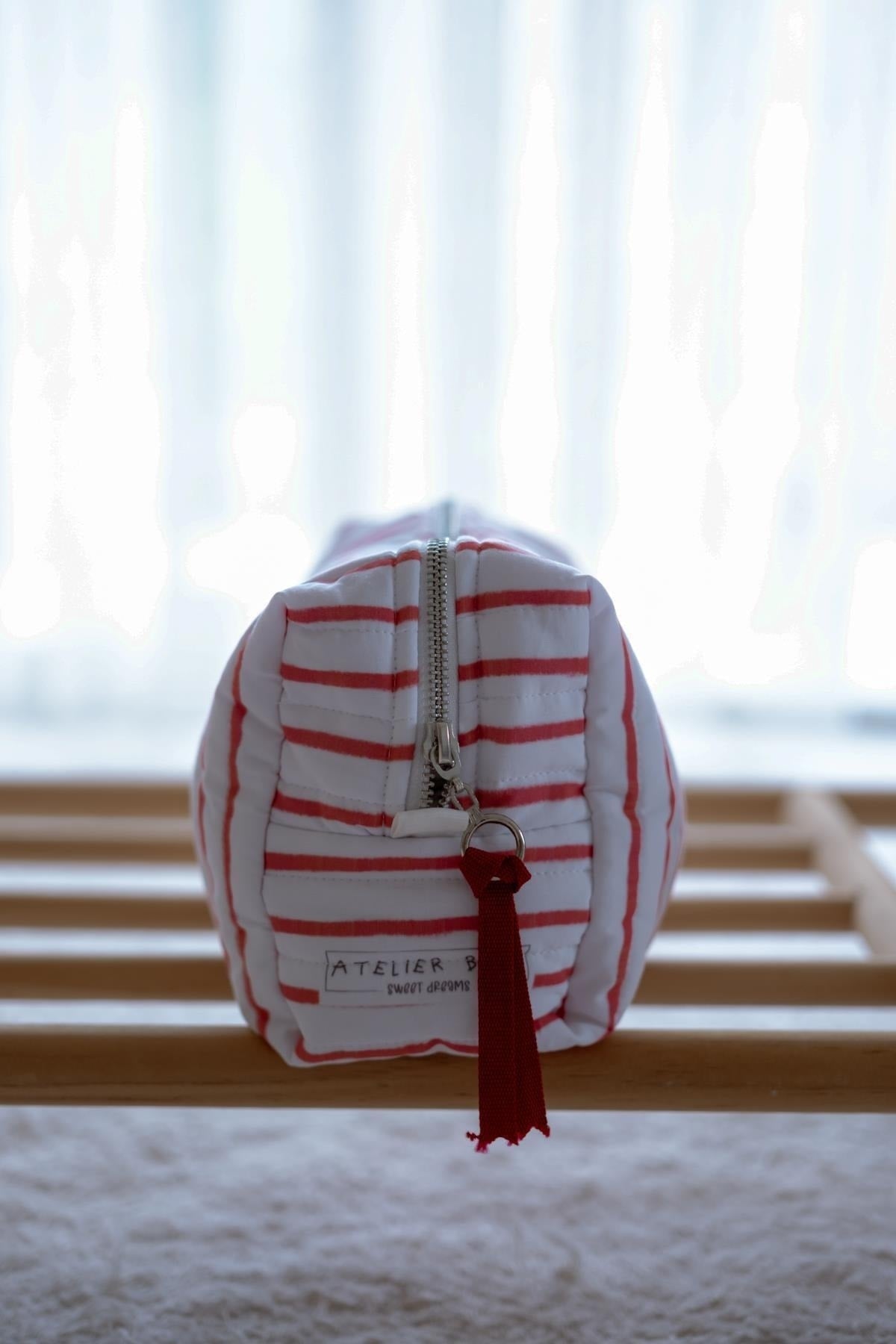 Atelier Babbi Care Bag - 100% Organic Cotton - Red Striped