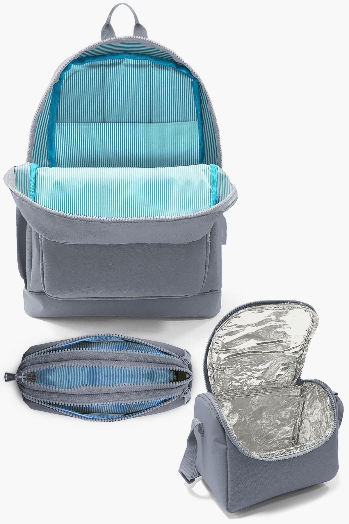 Kids Navy Blue Space Patterned Usb 3-Piece School Bag Set Set0123280