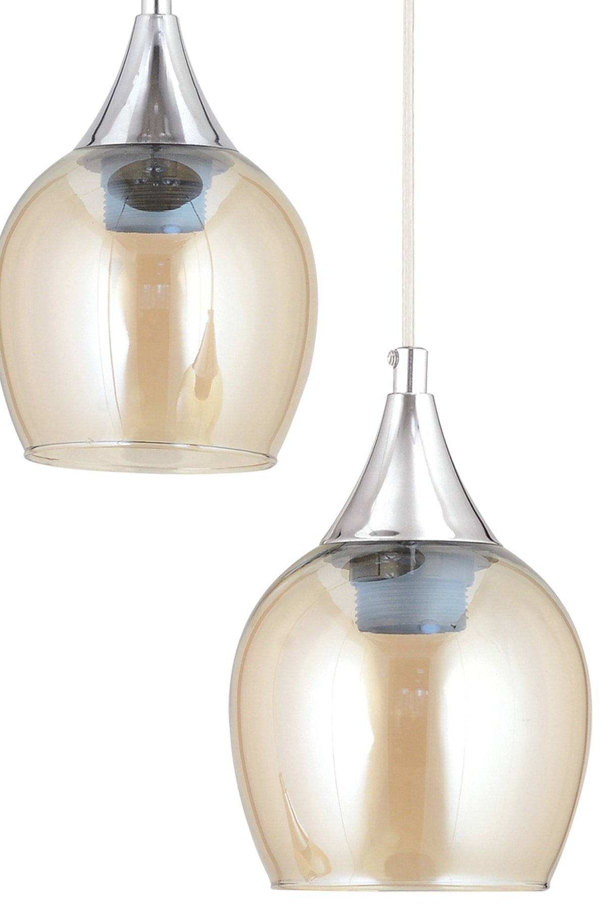 Sante 3-teilig Chrom Honig Glas Moderne Pendelleuchte Kronleuchter Wohnzimmer Küche Zimmer Flur Kronleuchter