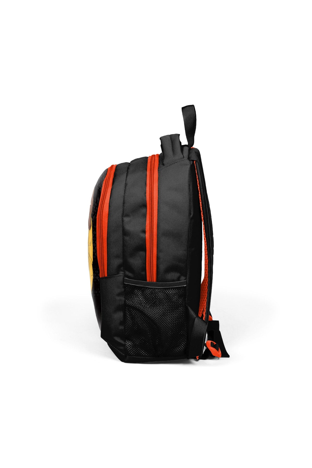Dreiteiliges Schulrucksack-Set für Kinder mit Basketball-Muster, Schwarz/Orange, 14385
