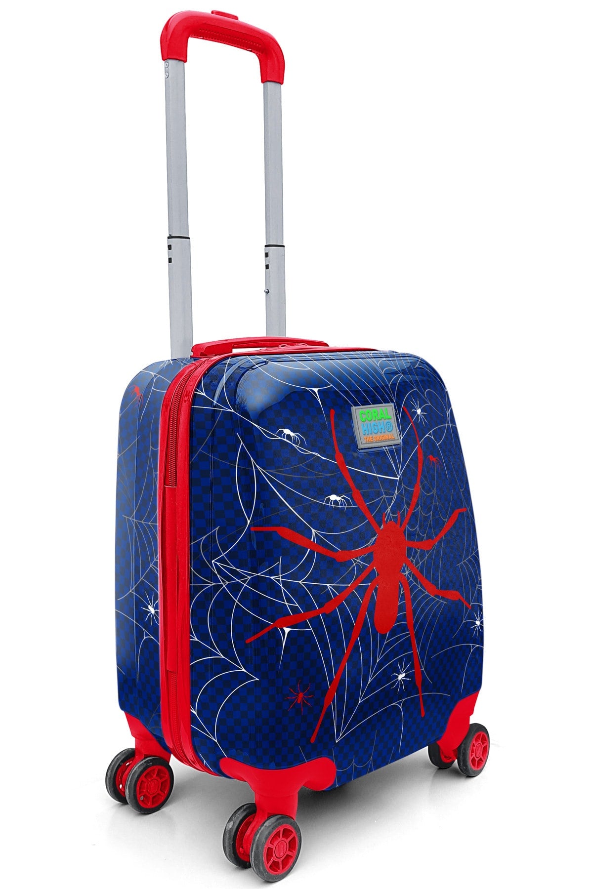 Kids Navy Blue Red Spider Patterned Child Suitcase 16739
