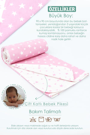 Orthopedic Baby Mattress, Pique And Stroller Accessories Set Of 6, Pink Color Stars Pattern