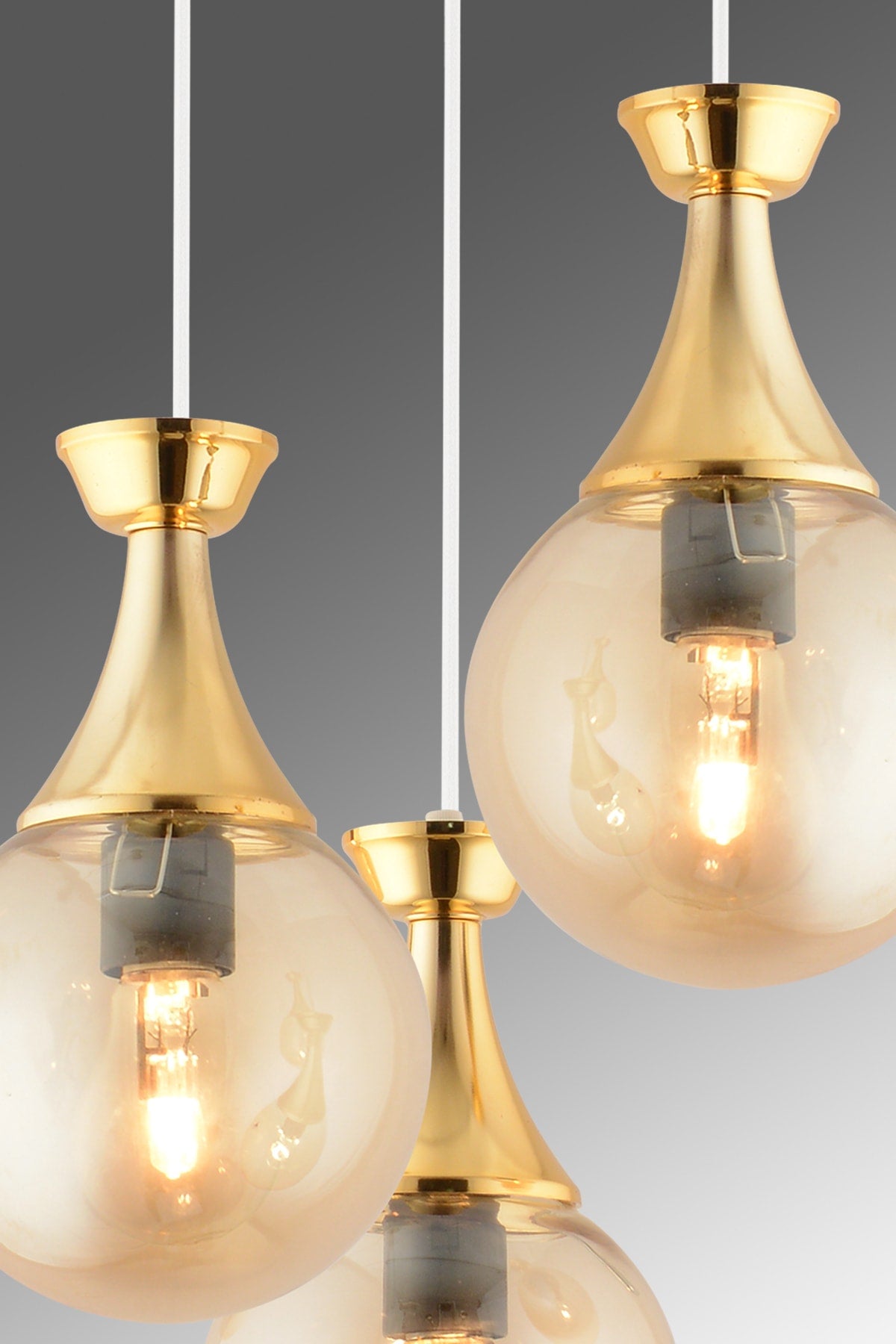 Minel 3-Piece Tray White To Gold Bal Glop Glass Living Room Chandelier