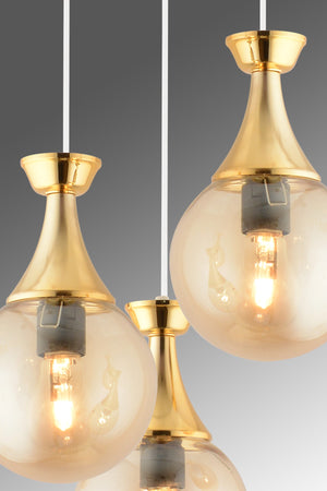 Minel 3-Piece Tray White To Gold Bal Glop Glass Living Room Chandelier