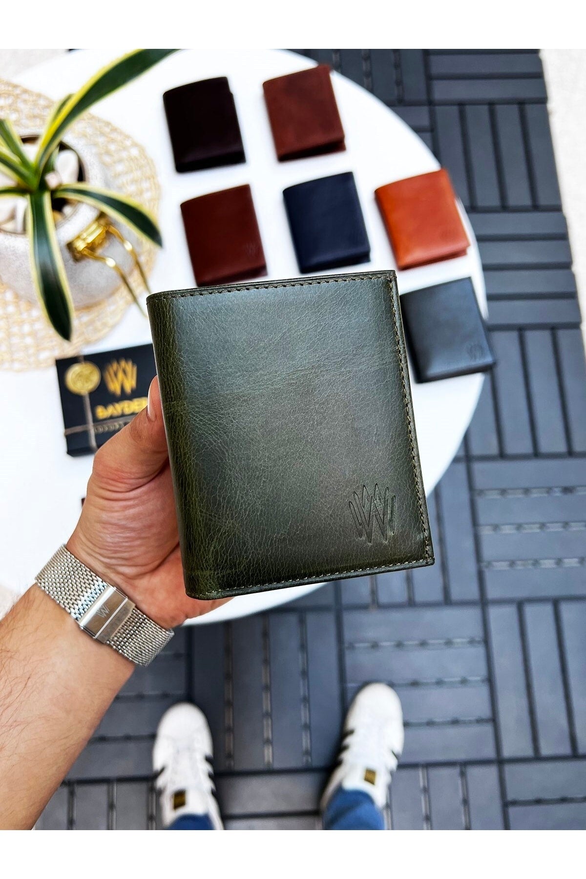 Luna Echtleder Handlicher Münzhalter Kibar Herren Geldbörse Crazy Green