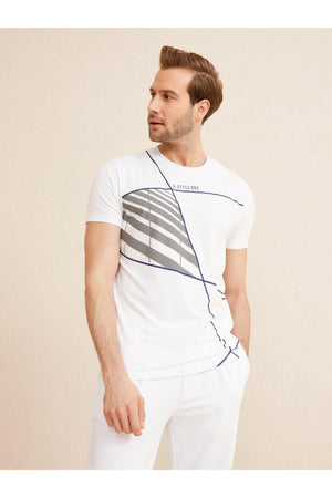 Slim Fit T-Shirt aus Modal mit Rundhalsausschnitt und Print