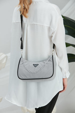 Gray U6 Women'S Cross Shoulder Bag With Chain Strap Detailed And Adjustable Strap Wallet B:12 E:27 G:12