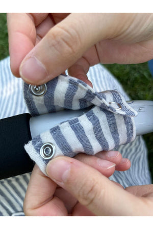 Run Baby Double Layer Muslin Fabric Snap Fastener Stroller Cover (Blue Striped) 75X100Cm