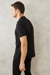 Мужская безусадочная хлопковая ткань Slim Fit Slim Fit Черная футболка