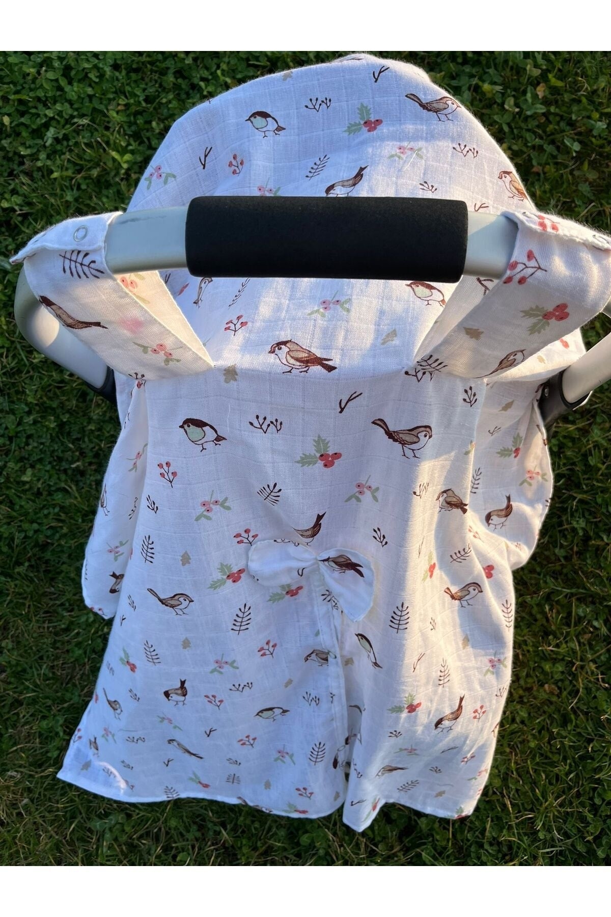 Run Baby Muslin Fabric Snap Snap Stroller Cover (Bird Patterned) 75X100Cm
