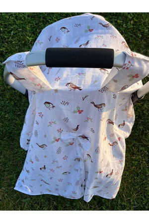 Run Baby Muslin Fabric Snap Snap Stroller Cover (Bird Patterned) 75X100Cm