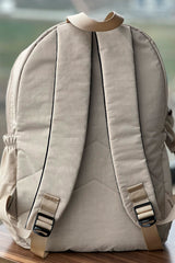 Fcstore Crinkle Fabric Waterproof Medium Size Beige Clinker Backpack/laptop School Bag