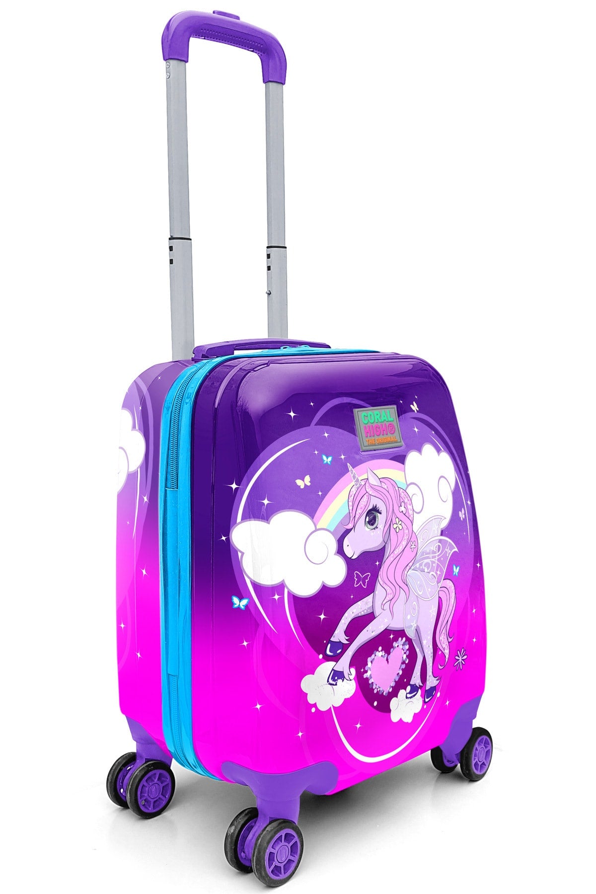 Kids Purple Pink Unicorn Patterned Luggage 16710