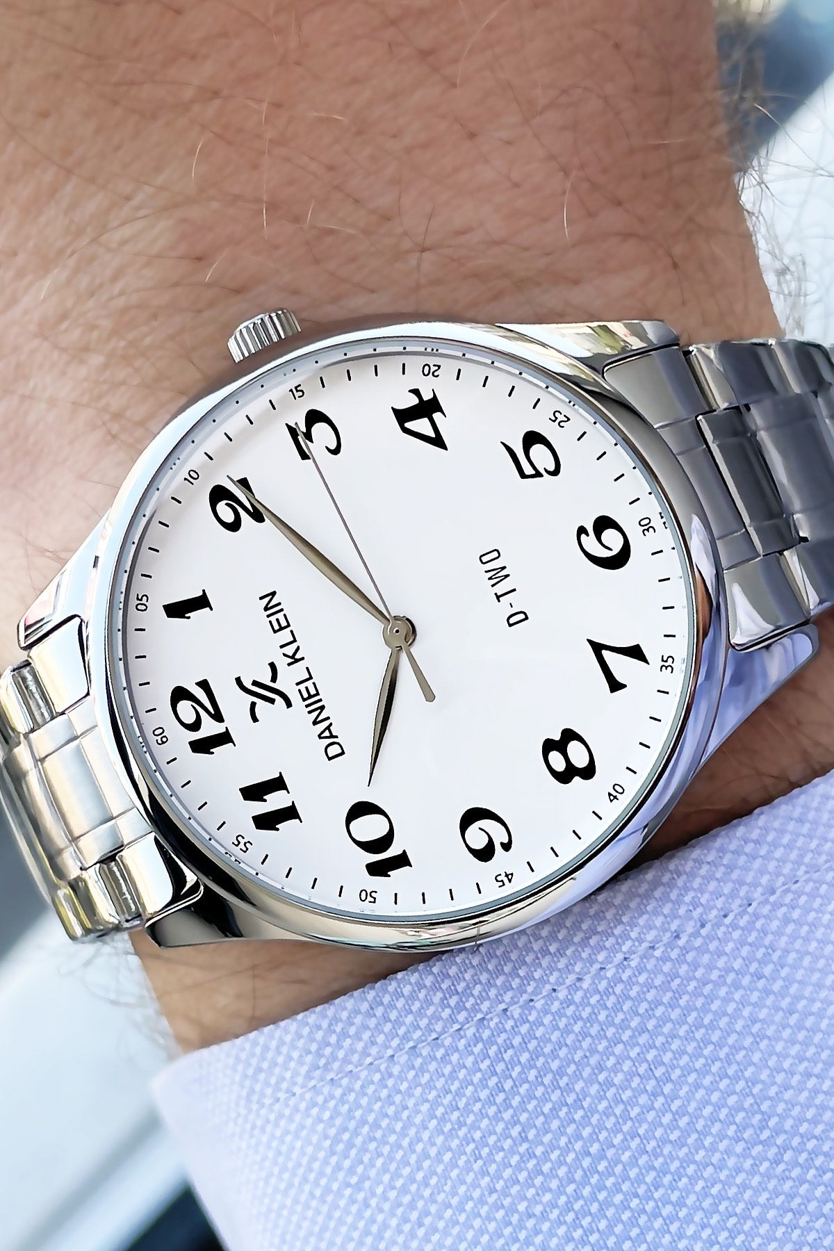 Herren Armbanduhr 3 ATM Wasserdicht Silber Farbe Stahl Band + Armband Dke2056C3