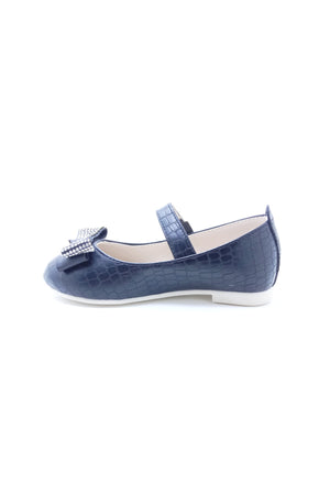 Girl'S Stone Bow Black Orthopedic Flats