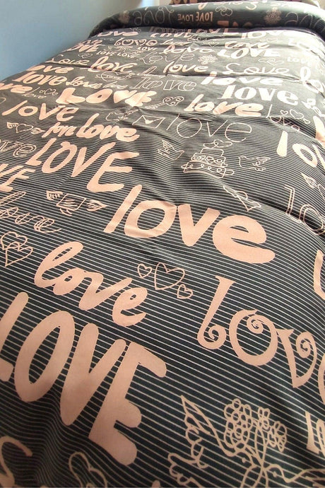 Love Printed 4-Piece Elastic Bed Sheet Single (100X200 CM) Duvet Cover Set - Swordslife