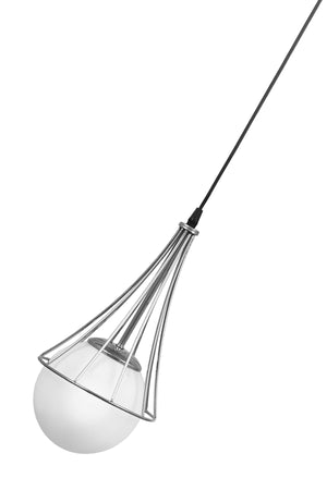Lapis Single Chandelier Chrome-White Glop Glass