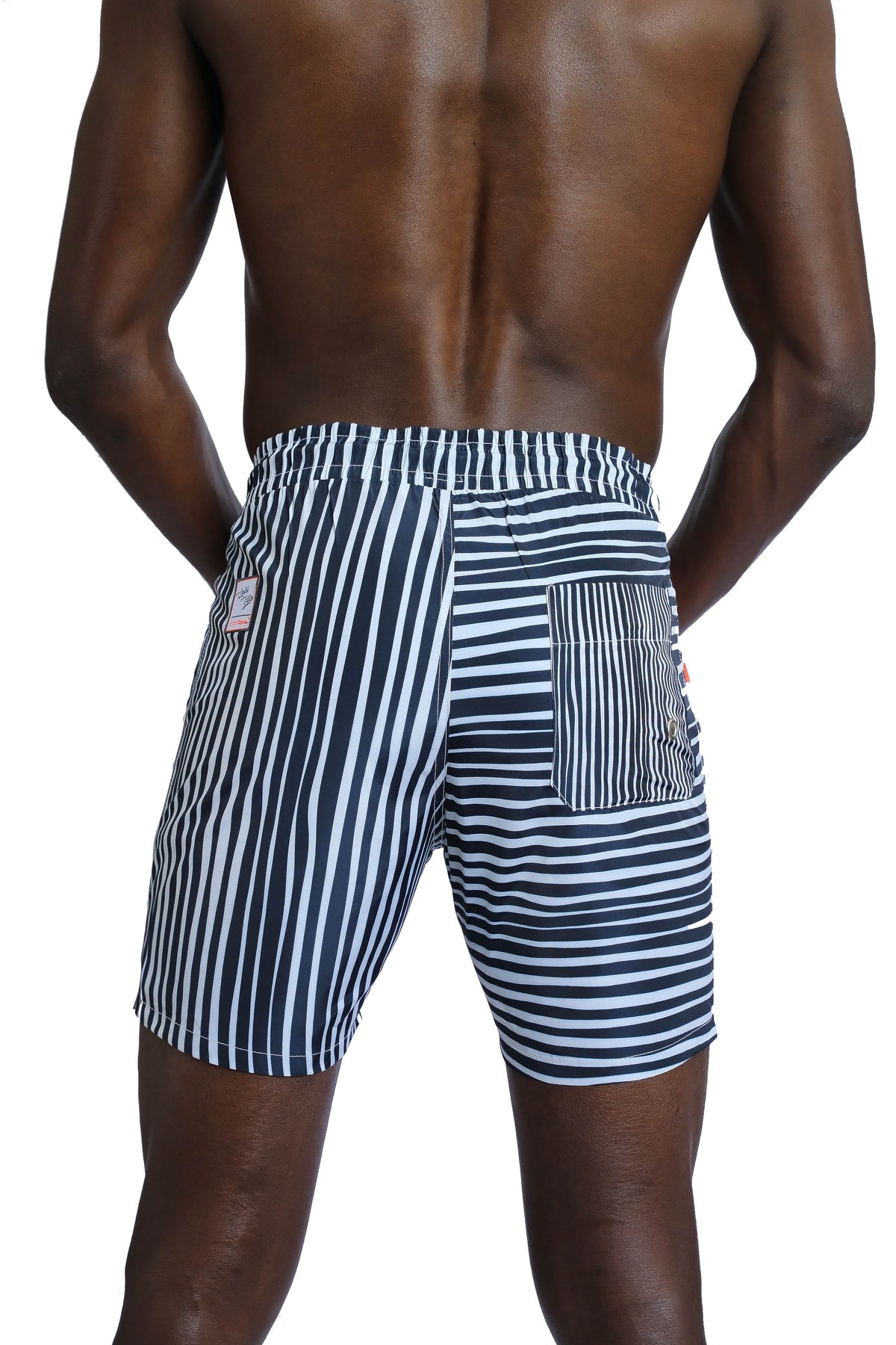 Men'S Striped White Marine Shorts