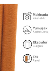 Velvet Textured Mandarin Orange Island Backdrop Curtain Extraforward Pleated - Swordslife