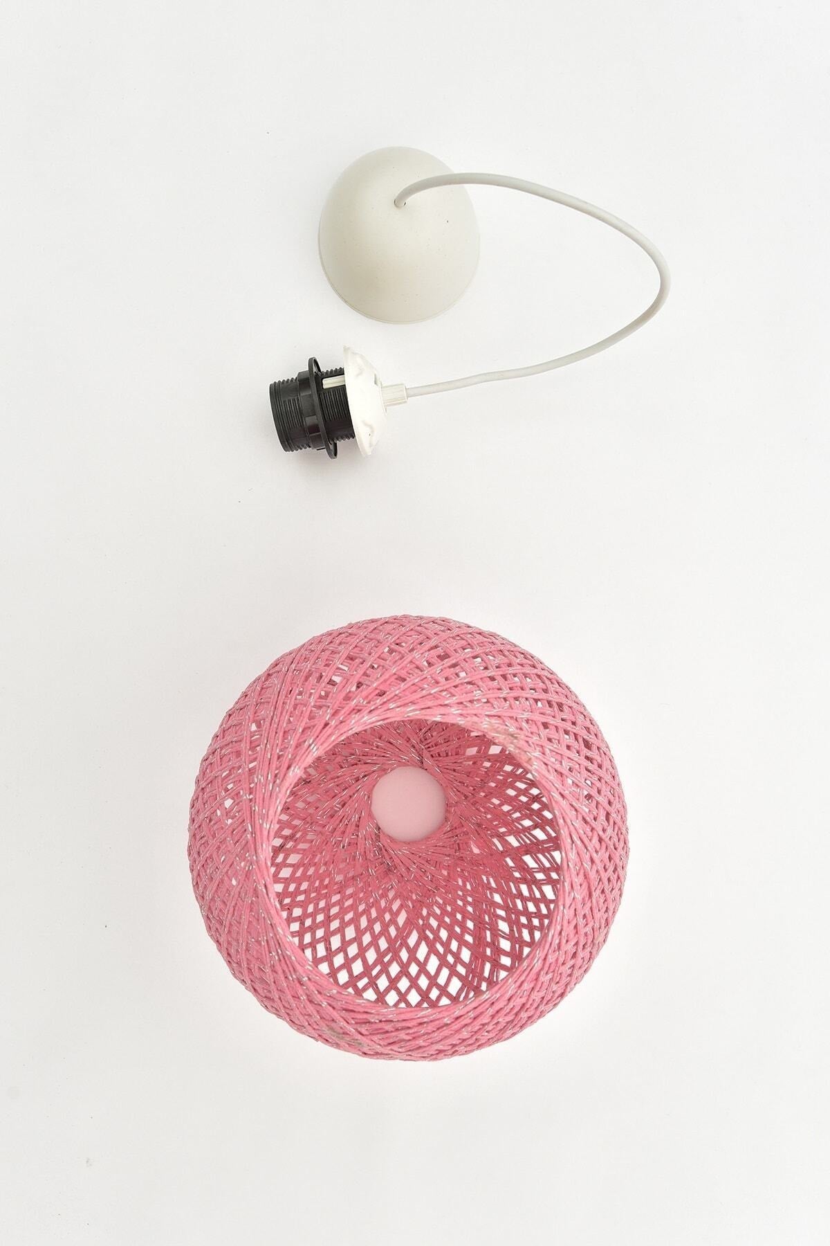 Balle Rosa Pendelleuchte Kugelleuchter Weißes Kabel