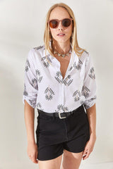 Wind Rose Black Sleeve Fold Linen Shirt GML-19000825 - Swordslife