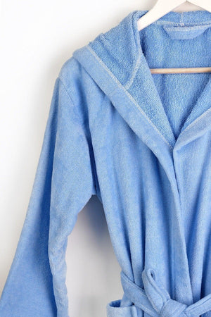 100% Cotton Hooded Velvet Blue Color Young Robe / Waiter Size - Swordslife