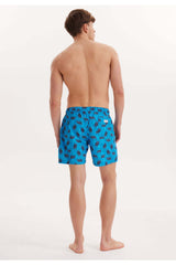 Men's Blue/Navy Printed Marine Shorts Wmpattern Swımshorts