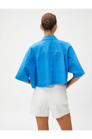 Linen Blend Crop Oversize Shirt - Swordslife